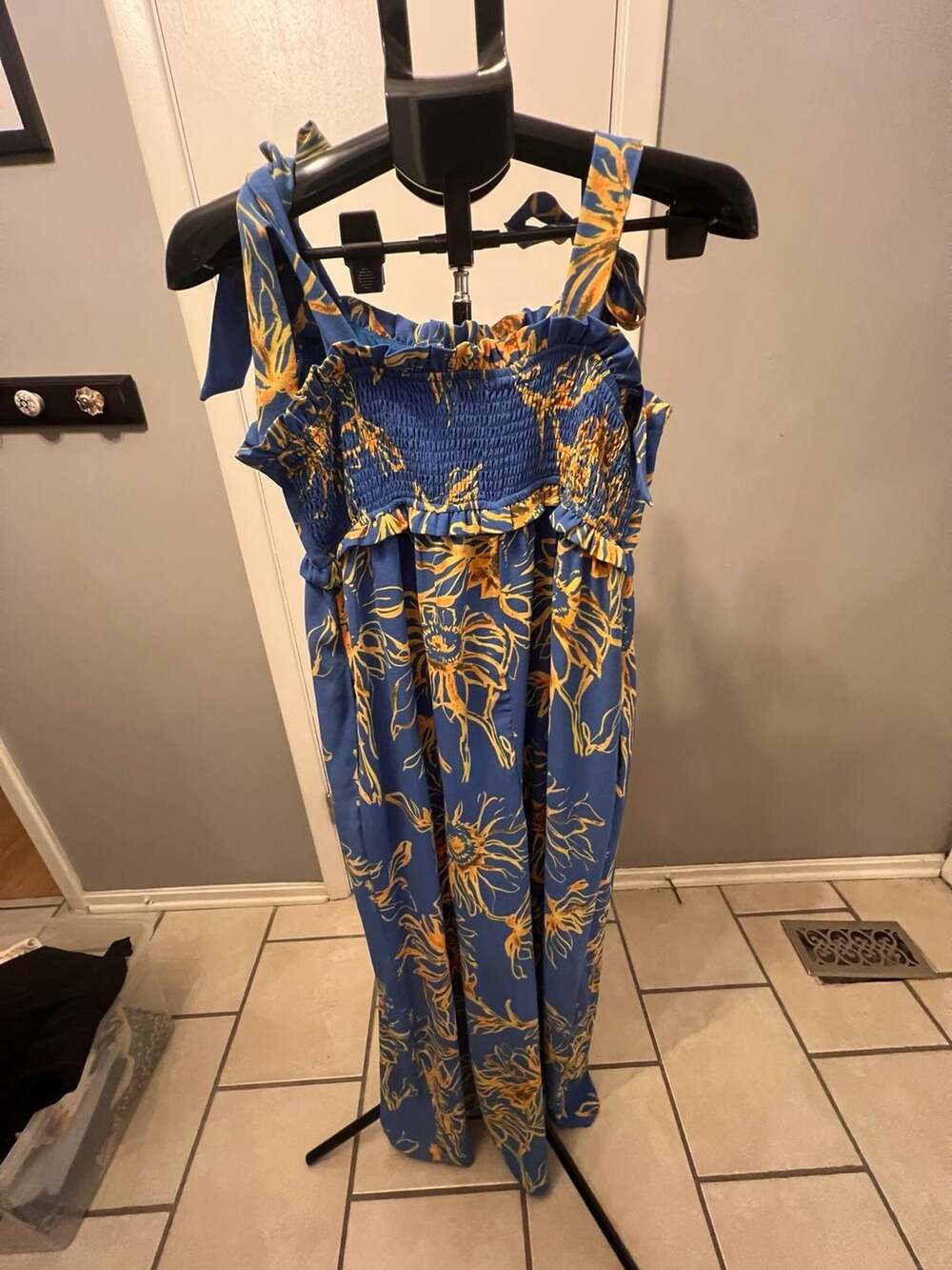 Oddi Blue Sunflower Print Jumpsuit - Picture 3 of 5
